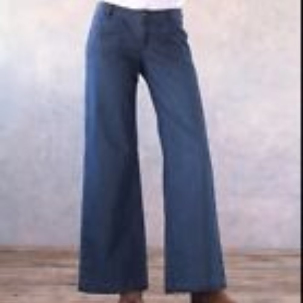 Sundance Liberty Wide Leg Jeans Cotton Blend In Medium Wash Blue Size 10 (30x31)